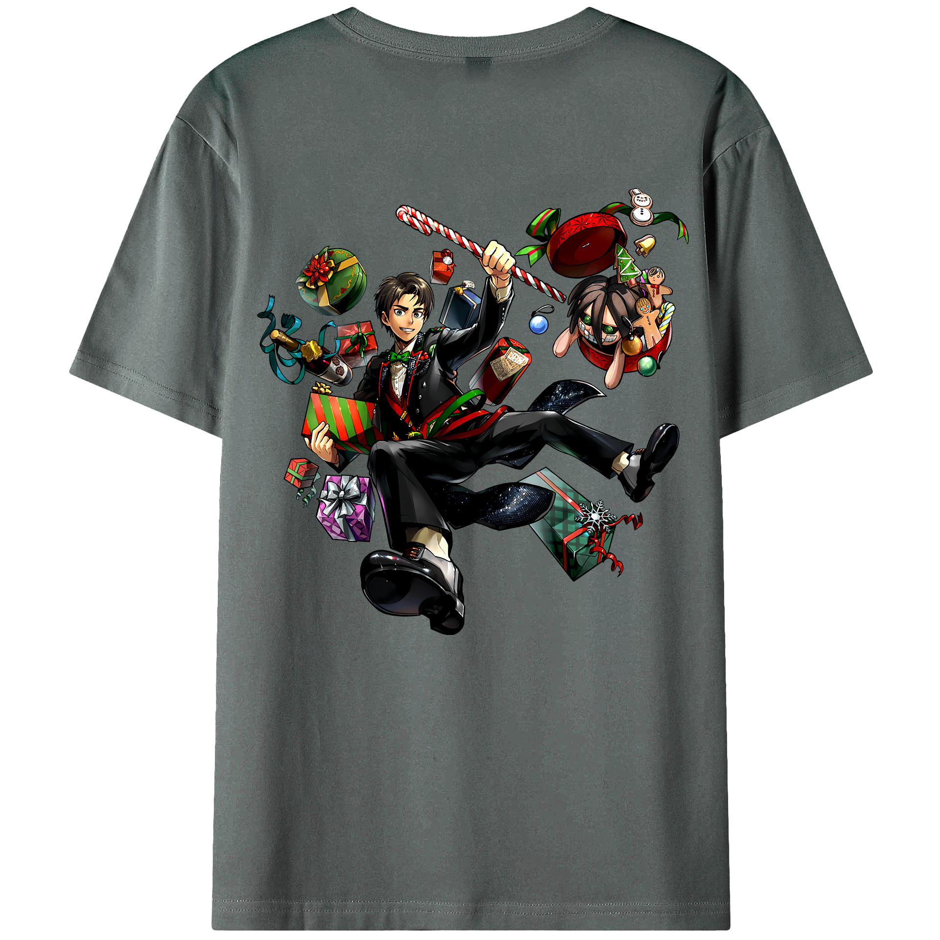 （画像用） 進撃の巨人 エレン･イェーガー Attack on Titan Eren Jäger 綿100％ メンズ半袖Tシャツ（バックプリント） 通気性